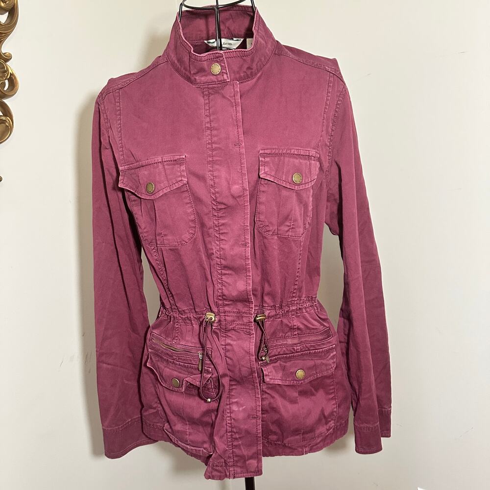 LL Bean Womens Classic Freeport Field Utility Zip Snap Jacket Purple Size Medium